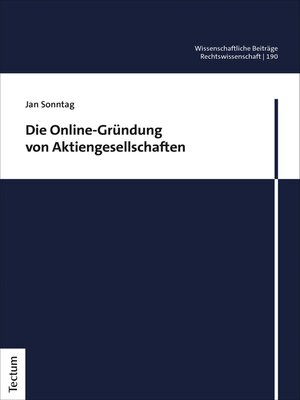 cover image of Die Online-Gründung von Aktiengesellschaften